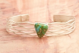 Genuine Sonoran Turquoise Sterling Silver Branch Bracelet